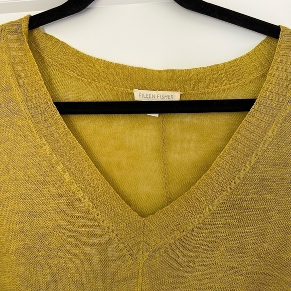 Eileen Fisher Linen V-Neck Quarter Sleeve Coastal Sweater / Medium - Picture 3 of 9